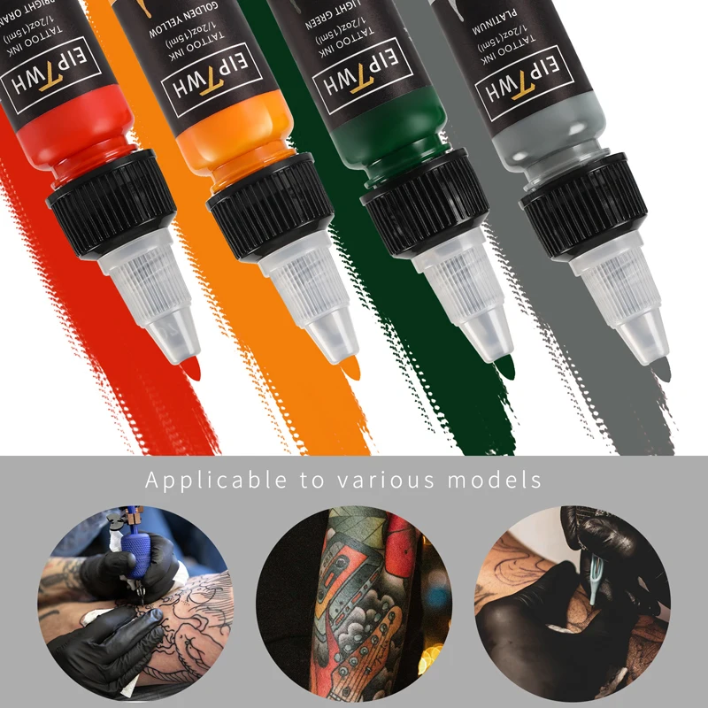 

15ML/Bottle 14Colors Professional Tattoo Pigment Safe Half Permanent Tattoo Paints Supplies For Body Beauty Tattoo Tattoo Ink
