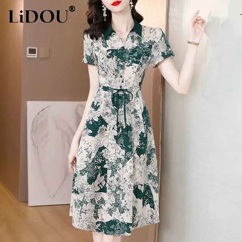 Summer Print Elegant Fashion Aesthetic Chic Dress Women Short Sleeve Floral Sweet Vintage Vestidos De Fiesta Casual Robe Femme 
Summer Print Elegant Fashion Aesthetic Chic Dress Women Short Sleeve Floral Sweet Vintage Vestidos De Fiesta Casual Robe Femme