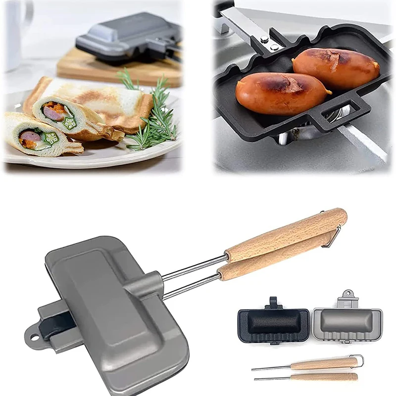 

1Pc Double-Sided Sandwich Pan Non-Stick Portable Foldable Grill Frying Pan For Bread Toast Breakfast Machine Pancake Maker