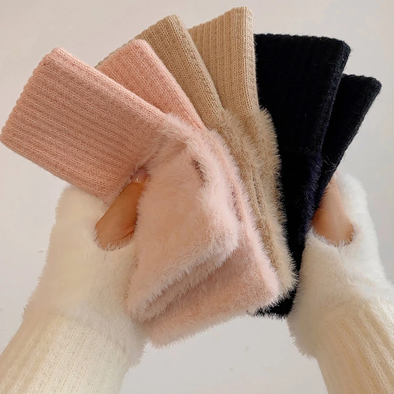 Soft Fluffy Plush Winter Half Finger Knitted Gloves Women Winter Warm Wrist Mittens
Soft Fluffy Plush Winter Half Finger Knitted Gloves Women Winter Warm Wrist Mittens