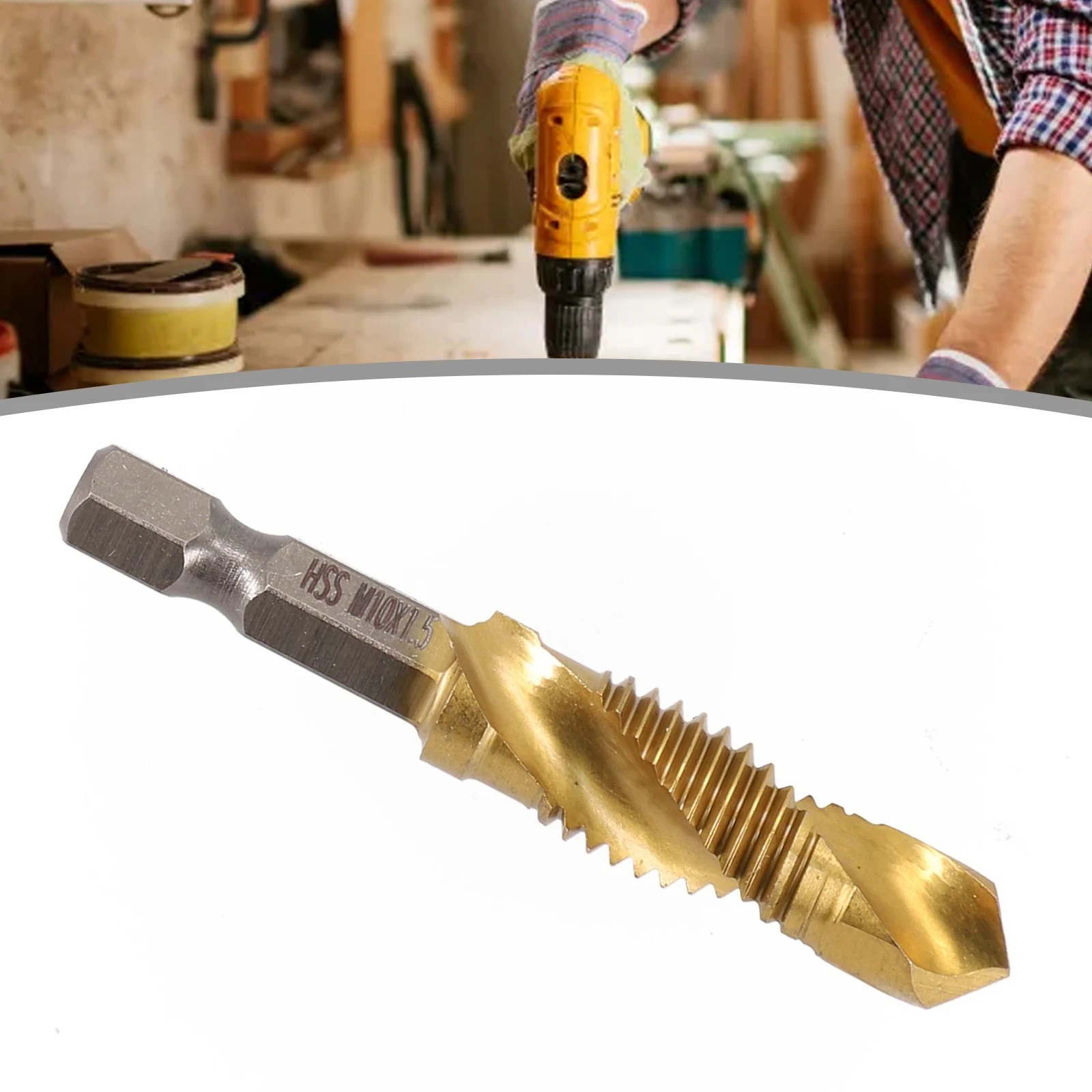 1pcs M3-M10 Titanium Plated Hex Shank HSS Screw Thread Metric Tap Drill Compound Tap For Drilling Wood Plastic Aluminum
1pcs M3-M10 Titanium Plated Hex Shank HSS Screw Thread Metric Tap Drill Compound Tap For Drilling Wood Plastic Aluminum