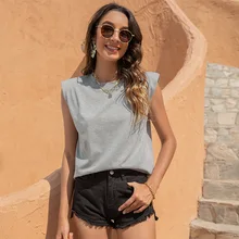 Solid Summer Tees Fashion Sleeveless O Neck Grey Casual Tshirts Plus Size Basic Shoulder Pads Loose Tank Top Women 4 Colors
Solid Summer Tees Fashion Sleeveless O Neck Grey Casual Tshirts Plus Size Basic Shoulder Pads Loose Tank Top Women 4 Colors