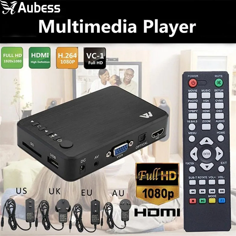 

Full Hd Multimedia Player Usb External Hdd Media Player Autoplay -compatible Tv Box Tv Video Av Mkv Avi Rm Hd Vga Av Output