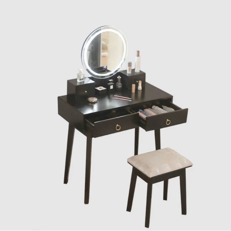 

custom，Minewill new design mirrored glass vanity makeup desk dressing table with drawers bedroom dresser bathroom makeup station