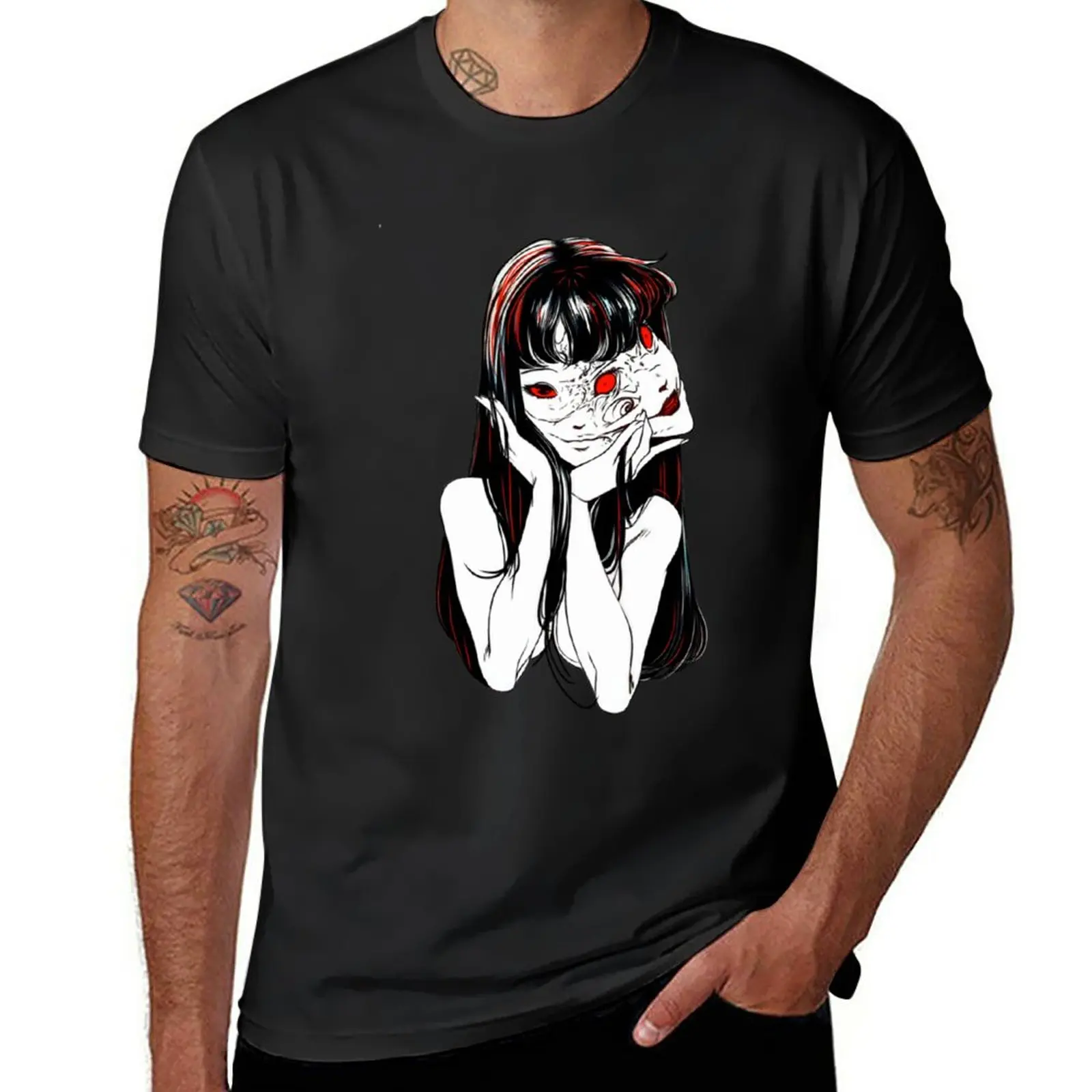 

New Horror Face Tomie Junji Ito T-Shirt Blouse summer tops funny t shirt Men's t-shirt