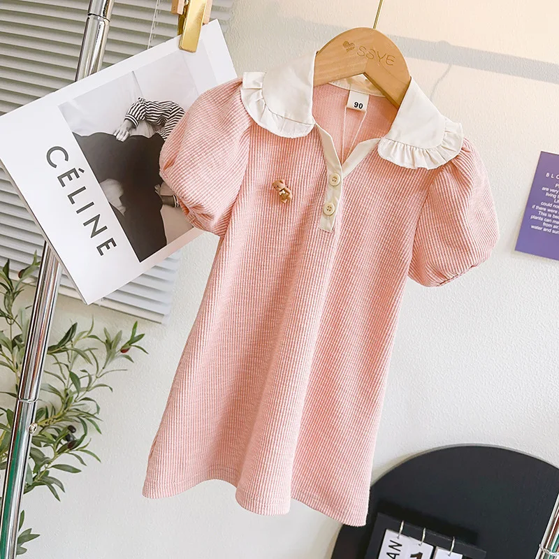 Summer 2023 New Arrivals Girls Short Sleeve Turn-down Collar Pink Roupa Infantil Menina Cute Party Girls Dress Custume 2-6T
Summer 2023 New Arrivals Girls Short Sleeve Turn-down Collar Pink Roupa Infantil Menina Cute Party Girls Dress Custume 2-6T
