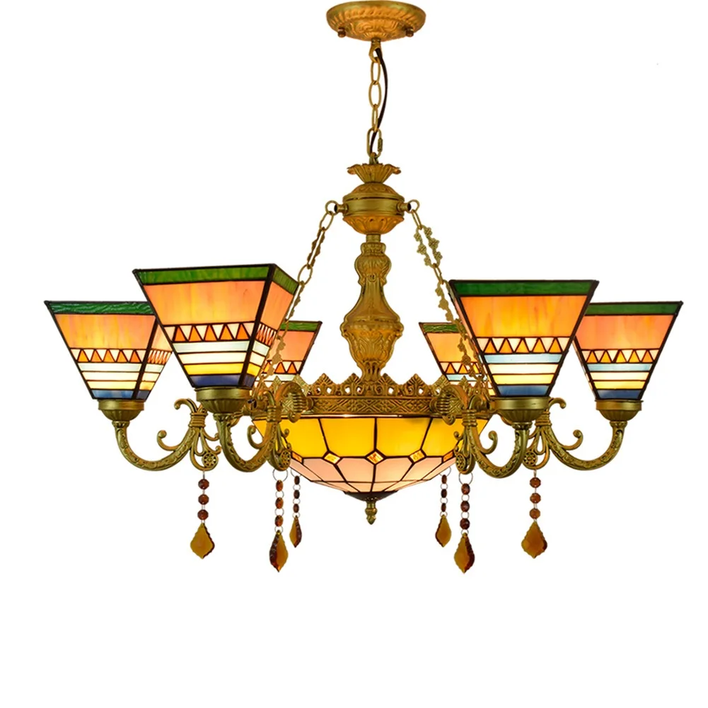 Stained glass Style Pyramid Lamp Stained Glass Shades 6 Arm Chandelier With 12 Inches Inverted Ceiling Pendant Lamp
Stained glass Style Pyramid Lamp Stained Glass Shades 6 Arm Chandelier With 12 Inches Inverted Ceiling Pendant Lamp