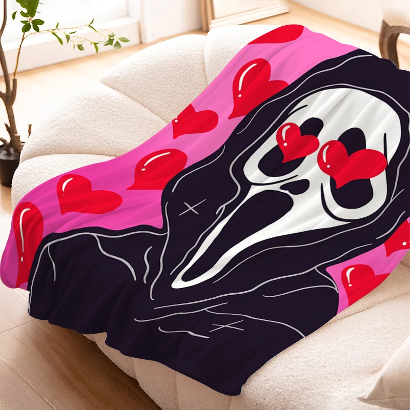 

Bed Blanket Sofa Winter Pink Ghostfaces Warm Knee Fleece Camping Custom Nap Fluffy Soft Blankets King Size Microfiber Bedding