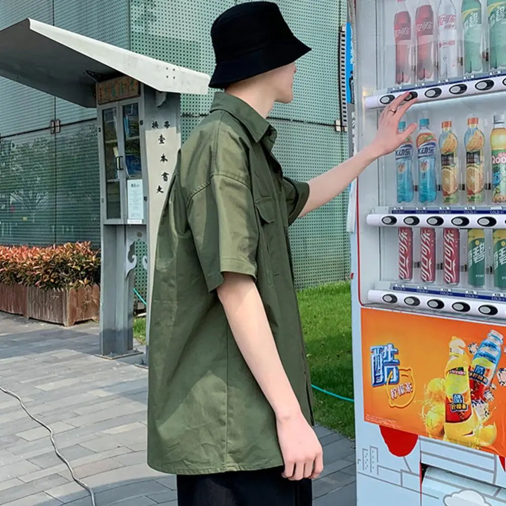 Casual Shirt Loose Blouse Men Top Short Half Sleeves Tooling Pocket Street Plain Top
Casual Shirt Loose Blouse Men Top Short Half Sleeves Tooling Pocket Street Plain Top