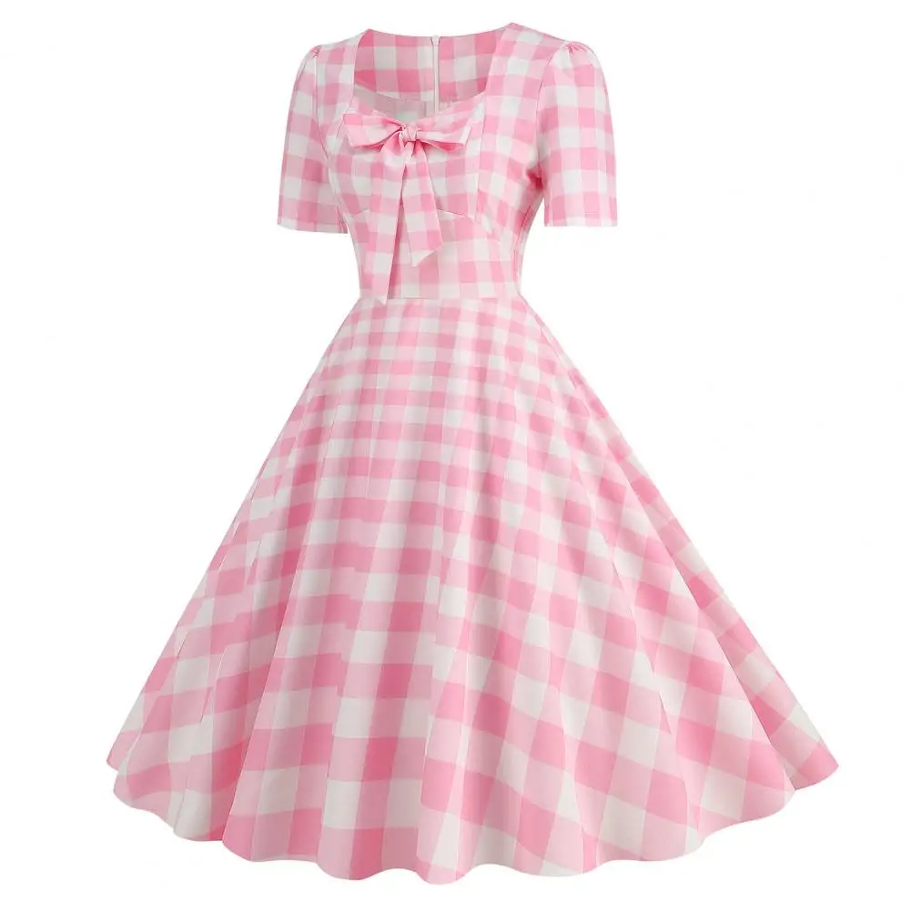 Short-sleeved Long Skirt Stylish Women's Summer Dress Sweet Square Neck Bow Detail Short Sleeves Flattering Slim Fit for Casual
Short-sleeved Long Skirt Stylish Women's Summer Dress Sweet Square Neck Bow Detail Short Sleeves Flattering Slim Fit for Casual