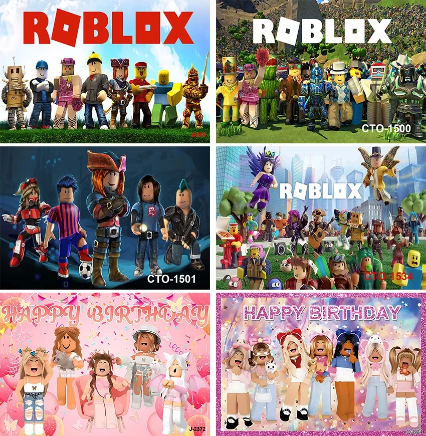 

NEW Cartoon Roblox Virtual World Game Party Decoration Banner Children Birthday Background Cloth Photography