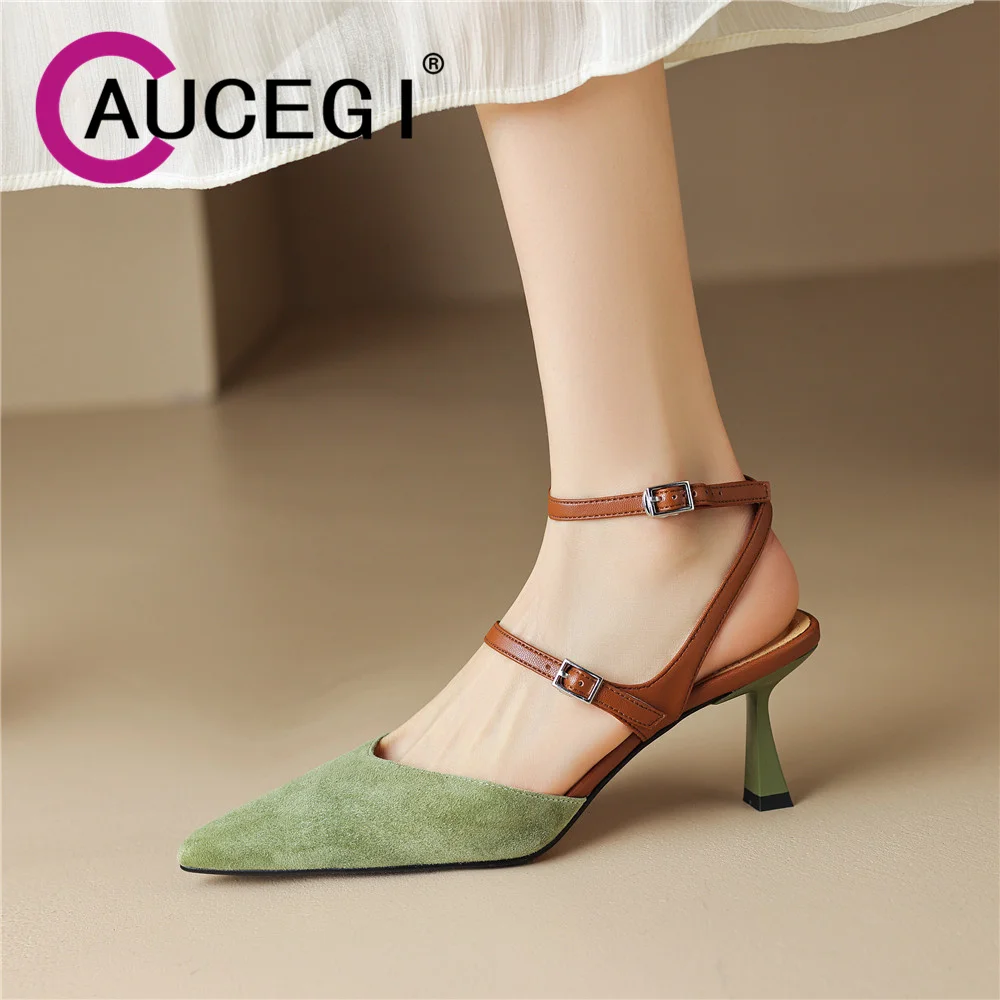Aucegi Spring Summer New Sexy Pointed Toe Slingback Sandals Green Women's High Heels Buckle Ankle Strap Dress Handmade Shoes
Aucegi Spring Summer New Sexy Pointed Toe Slingback Sandals Green Women's High Heels Buckle Ankle Strap Dress Handmade Shoes