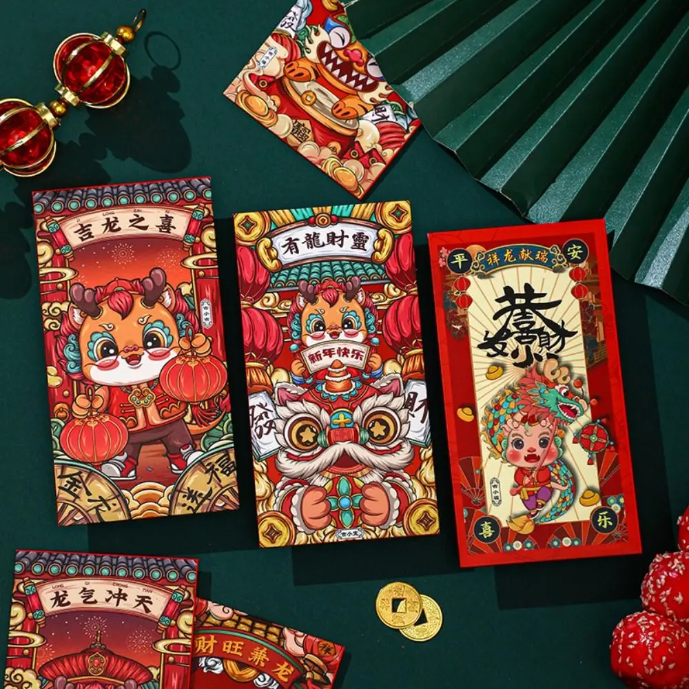 

Luck Money Bag Red Envelope 2024 New Year Packet Best Wishes Blessing Bag Dragon Pattern DIY Packing HongBao Spring Festival