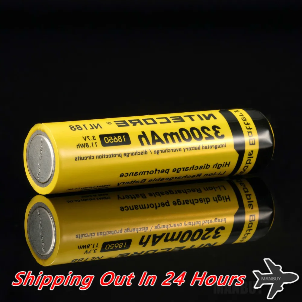 topsale NITECORE NL188/NL1832 18650 3200mAh 3.7V 11.8Wh li-ion Protected battery with button top for all type flashlights 1piece
topsale NITECORE NL188/NL1832 18650 3200mAh 3.7V 11.8Wh li-ion Protected battery with button top for all type flashlights 1piece