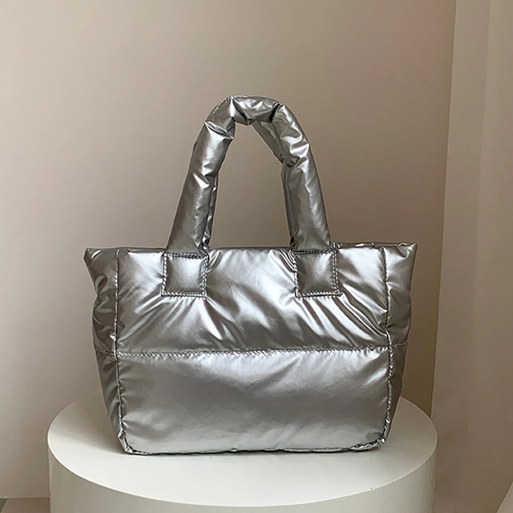 Candy Color Padded Tote Bags for Women Soft Quilting Shoulder Bag Space Cotton Handbag Female Casual Silver Shopper Purses 2024
Candy Color Padded Tote Bags for Women Soft Quilting Shoulder Bag Space Cotton Handbag Female Casual Silver Shopper Purses 2024