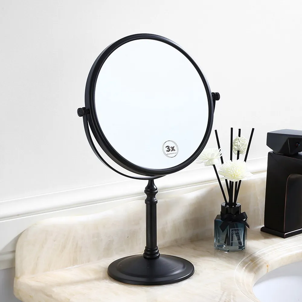 

Makeup Mirror 8 inch Brass 3X/1X Magnifying Mirror Black Double Side Cosmetic Mirror Desktop Table Mirror Vanity
