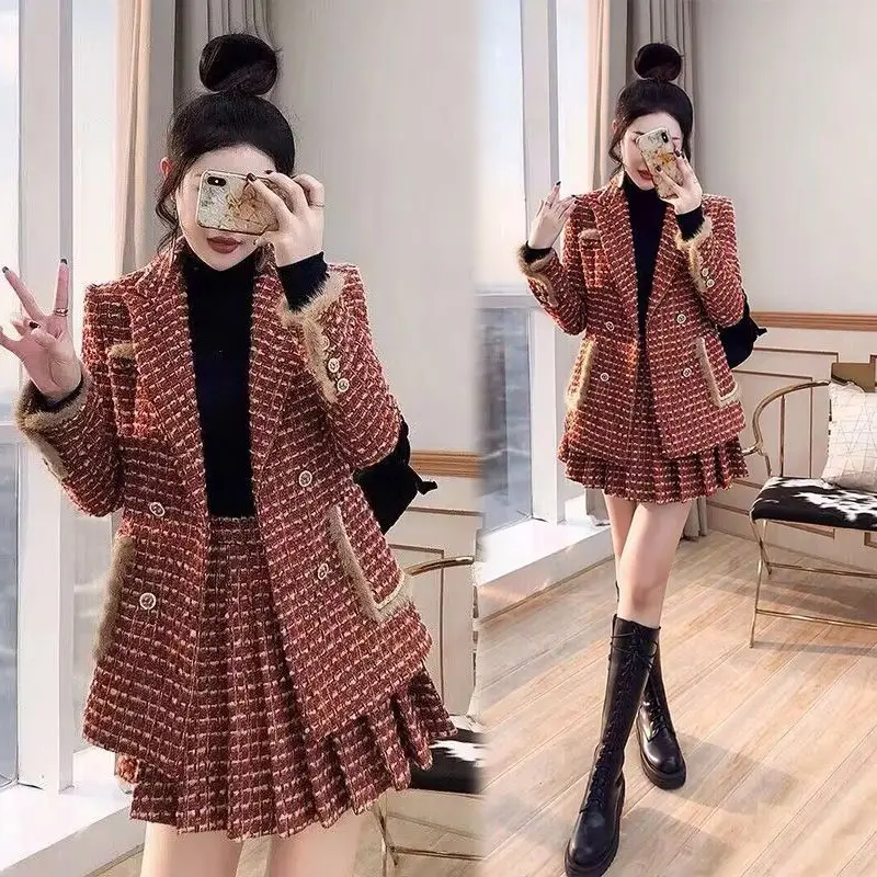 UNXX Chic Autumn Winter New Arrivals Women's Suit Skirt Suit Plaid Jacket Blazer Slim Two-piece Set High-end Female 2 piece Set
UNXX Chic Autumn Winter New Arrivals Women's Suit Skirt Suit Plaid Jacket Blazer Slim Two-piece Set High-end Female 2 piece Set