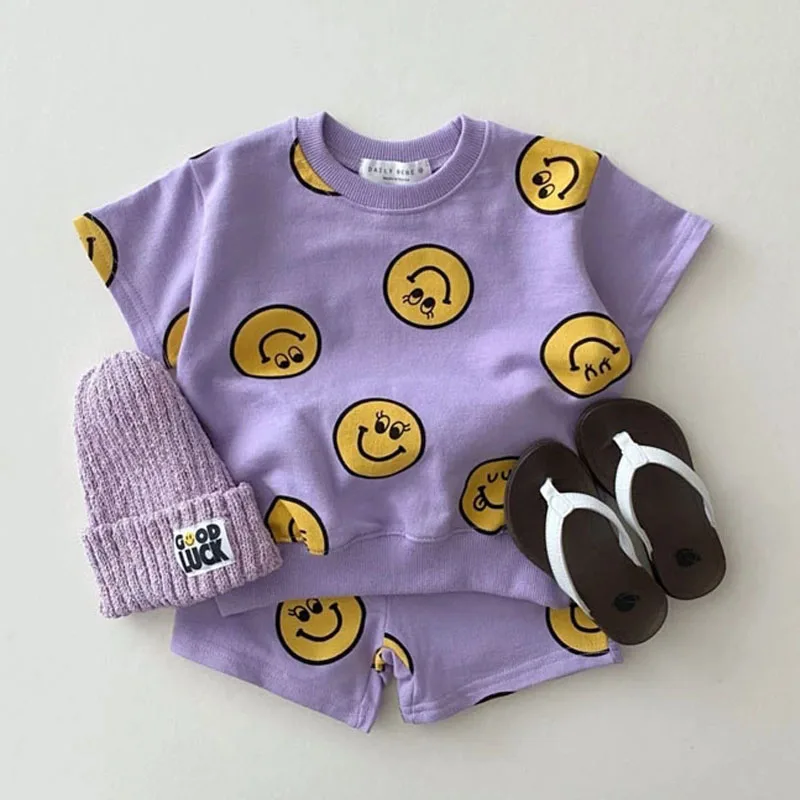 Cotton Baby Set Boys and Girl New Summer Cute Smiley Print T Shirts Shorts 2pcs Kids Children Casual Korea Cartoon Suit Toddler
Cotton Baby Set Boys and Girl New Summer Cute Smiley Print T Shirts Shorts 2pcs Kids Children Casual Korea Cartoon Suit Toddler