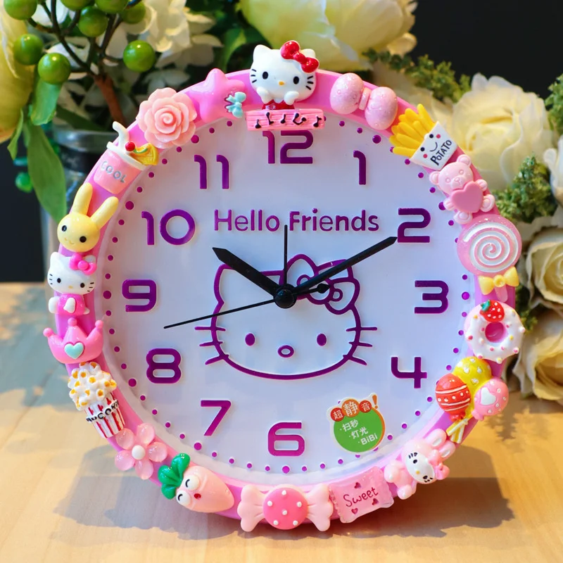 

Hello Kitty Cartoon Alarm Clock Fashionable Cute KTCat Alarm Clock Childrens Desk Clock Bedside Lazy Person Clock Girl Gift