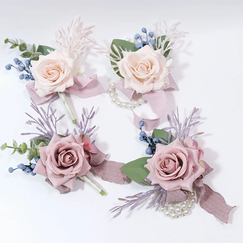 Bridal Groomsmen Party Dusty Pink Artifical Flowers Rose Wrist Corsage Bridesmaid Boutonniere Wedding Marriage Accessories
Bridal Groomsmen Party Dusty Pink Artifical Flowers Rose Wrist Corsage Bridesmaid Boutonniere Wedding Marriage Accessories