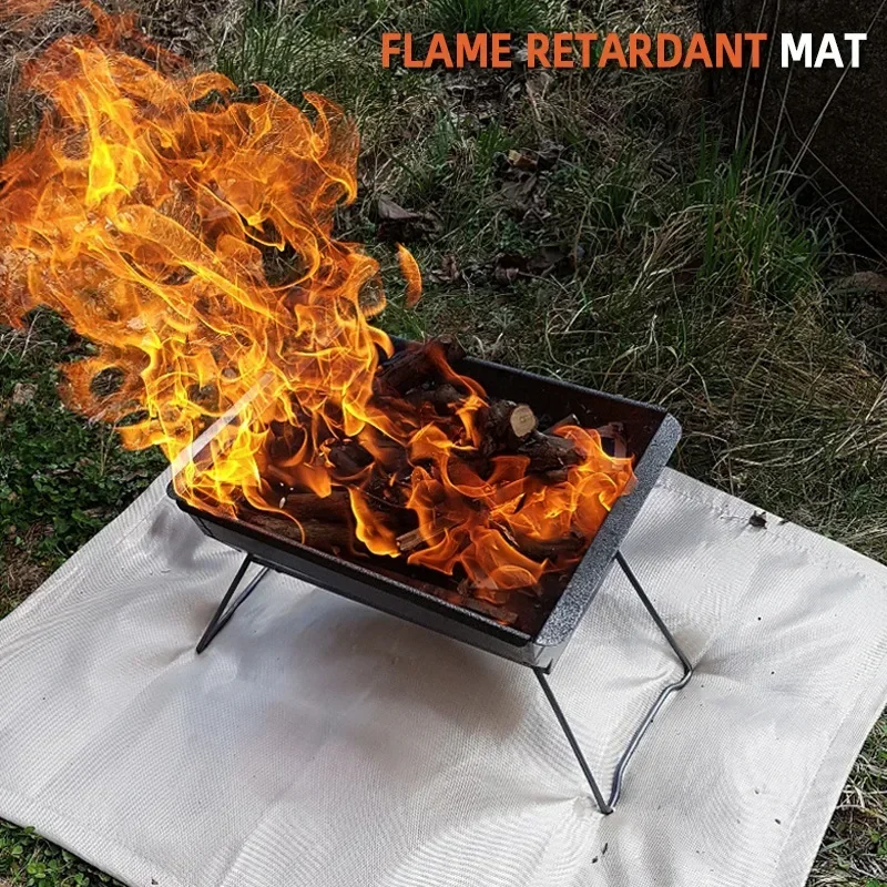 

CLS Outdoor Camping Fireproof Cloth Picnic Barbecue Insulation Mat Flame Retardant High Temperature Fire Blanket Fiberglass Mat