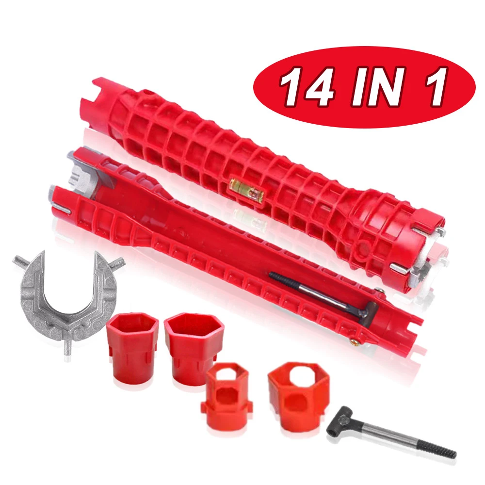 14 In 1 Sink Faucet Wrench Plumbing Repair Tool Handle Double Head Wrench Spanner Tool Installer Ratchet Wrench Set for Bathroom 
14 In 1 Sink Faucet Wrench Plumbing Repair Tool Handle Double Head Wrench Spanner Tool Installer Ratchet Wrench Set for Bathroom