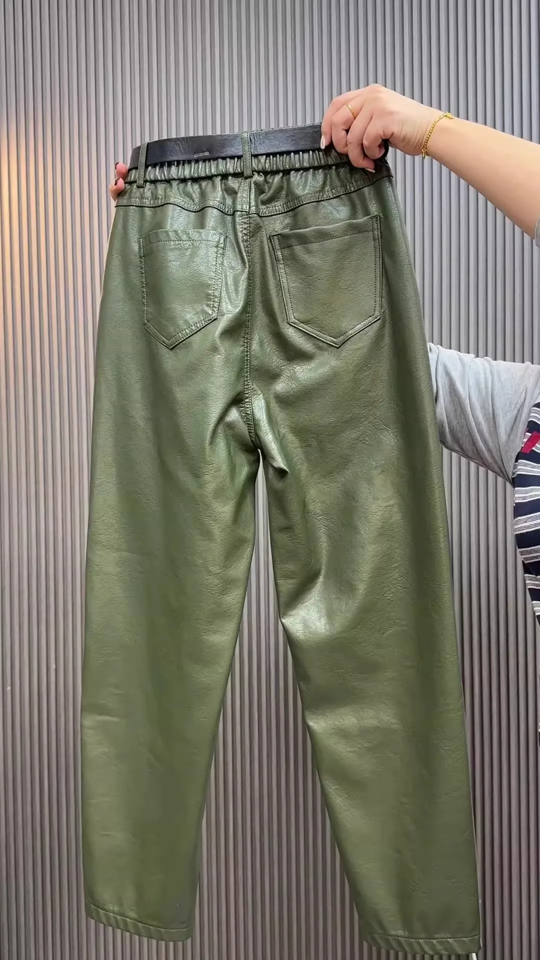 Fashion Y2k Leather Pants High Quality PU Casual Straight Leg Pant Loose Slimming Plus Size Highs Waist Haren Trousers Women 29