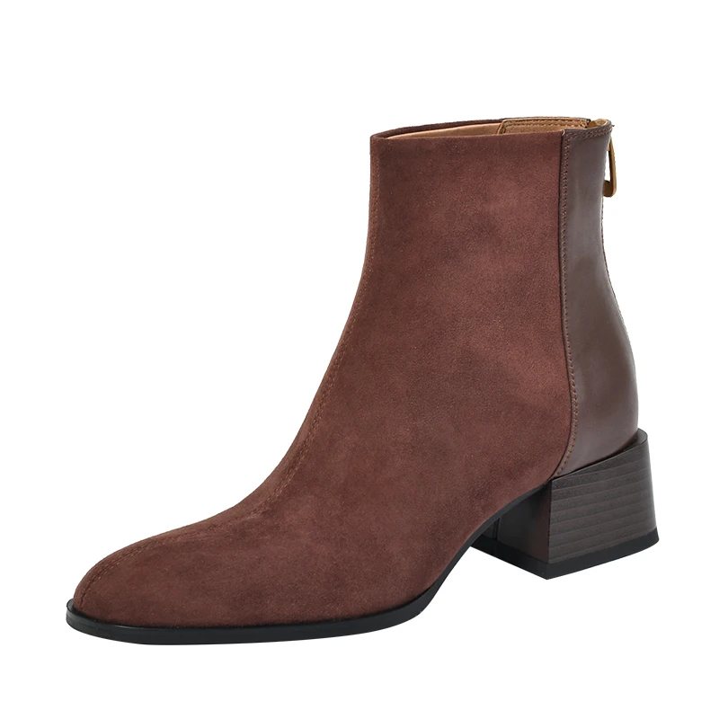 Women Kid Suede Ankle Boots Female Patchwork Plush Winter Boots Retro Block Heel Back Zipper Shoes Black Brown Short Boots
Women Kid Suede Ankle Boots Female Patchwork Plush Winter Boots Retro Block Heel Back Zipper Shoes Black Brown Short Boots
