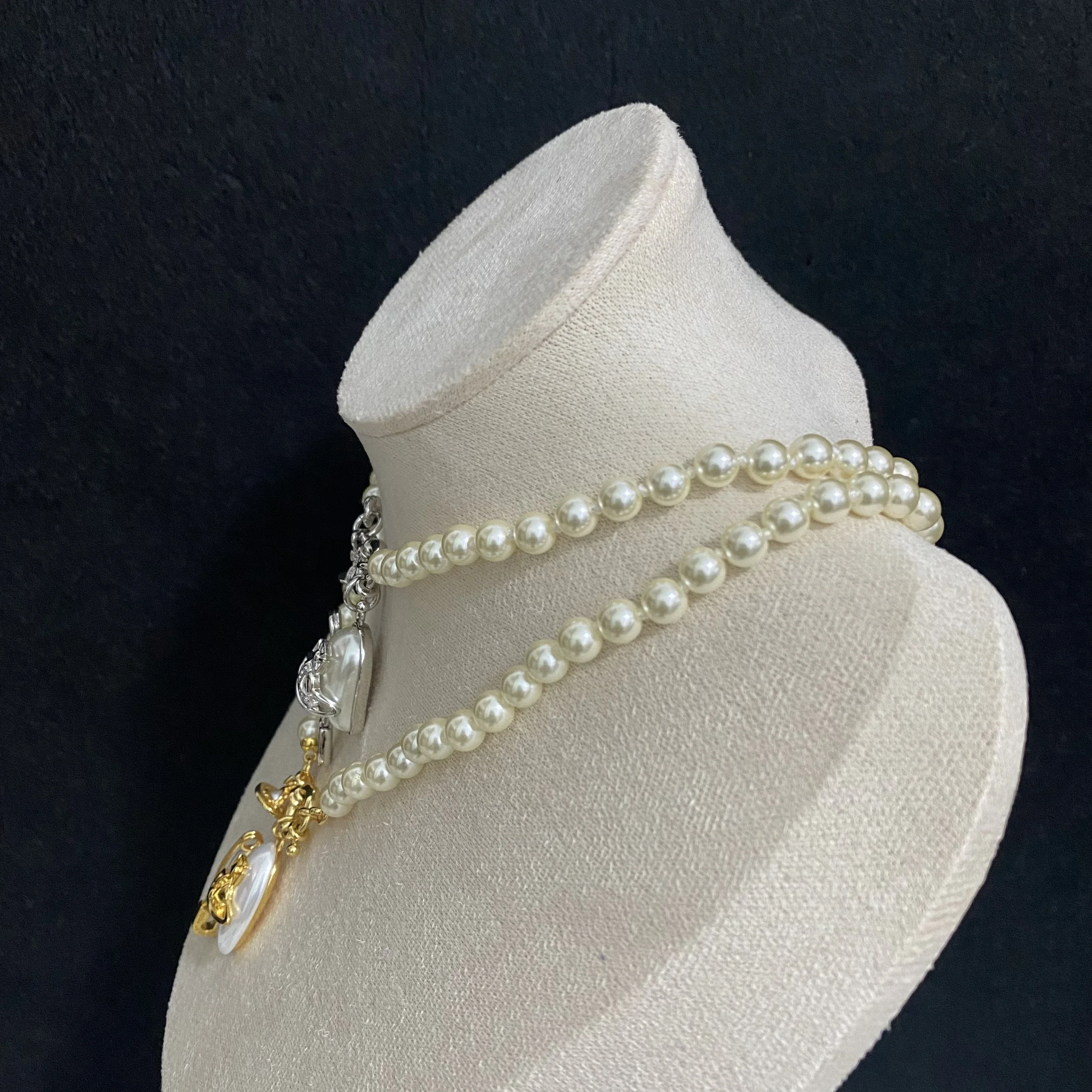 

Finisa Pearl S925 Sterling Silver Needle Necklace Women's Saturn Heart Lock Bone Chain 2024 New