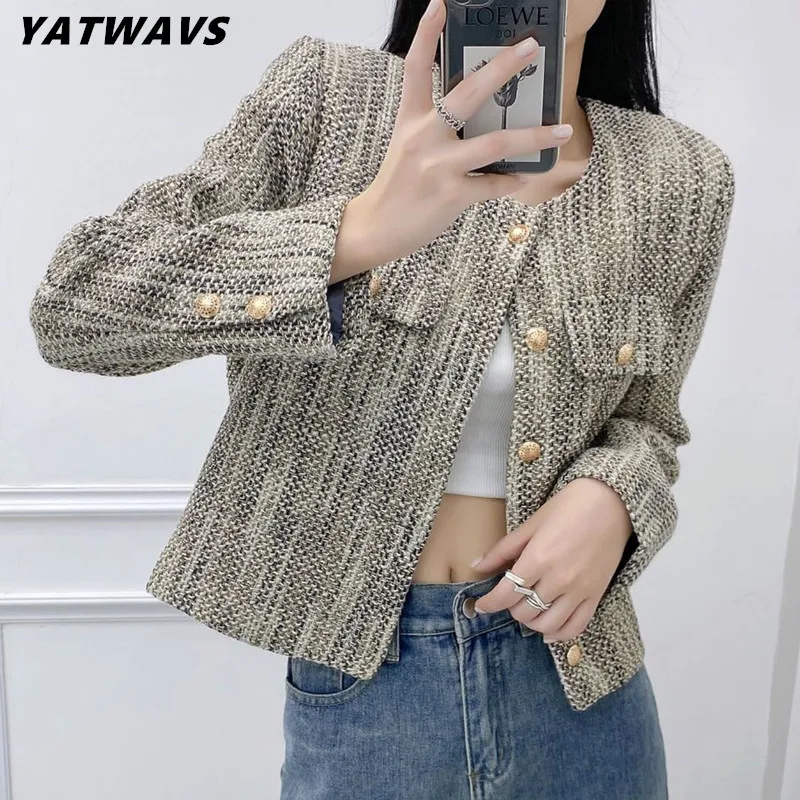 New Autumn Winter Korean Women's Single Breasted Brand Luxury Chic Tweed Woolen Coat Retro Striped Jacket Top Casaco Outwear 
New Autumn Winter Korean Women's Single Breasted Brand Luxury Chic Tweed Woolen Coat Retro Striped Jacket Top Casaco Outwear