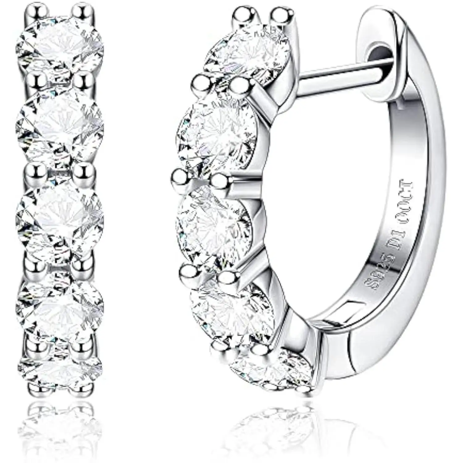 

Fansilver Moissanite Hoop Earrings 18K White Gold Sterling Silver Huggie Earring for Women Men Wedding Earrings