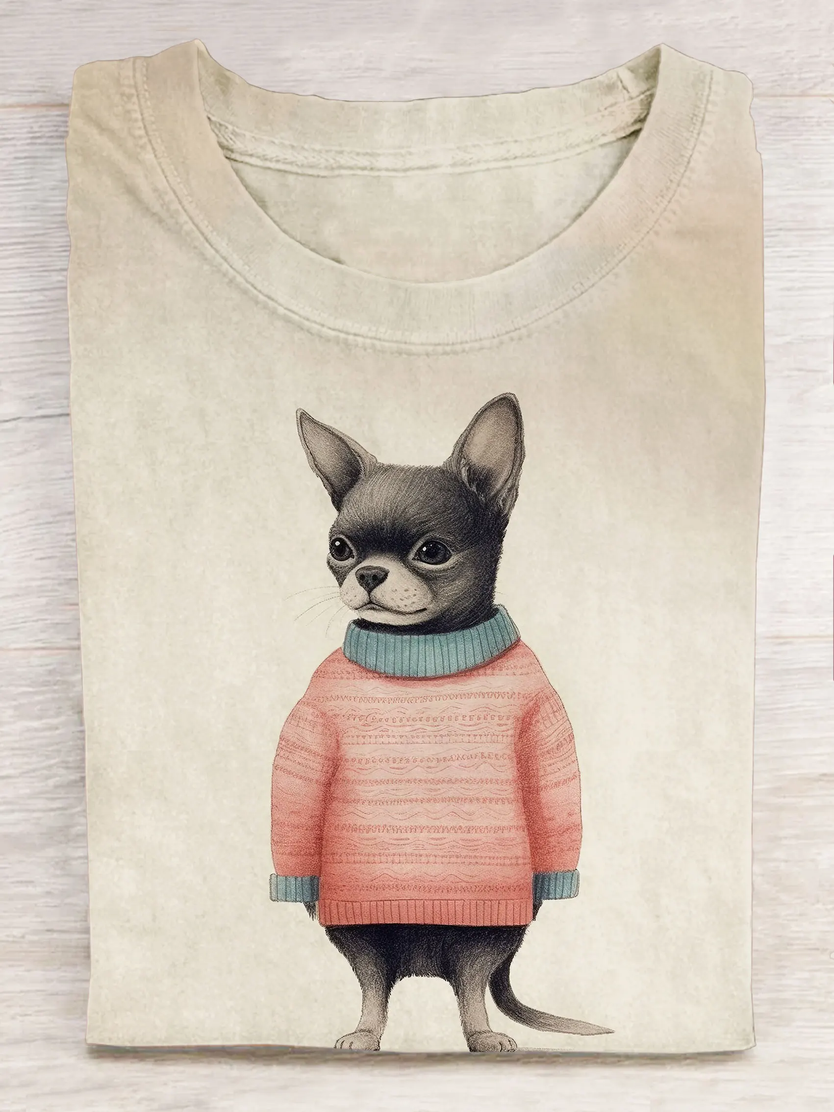 Funny Dog Chihuahua In Pink Sweater Art Print T-shirt Spring and summer short sleeve tops for men and women
Funny Dog Chihuahua In Pink Sweater Art Print T-shirt Spring and summer short sleeve tops for men and women