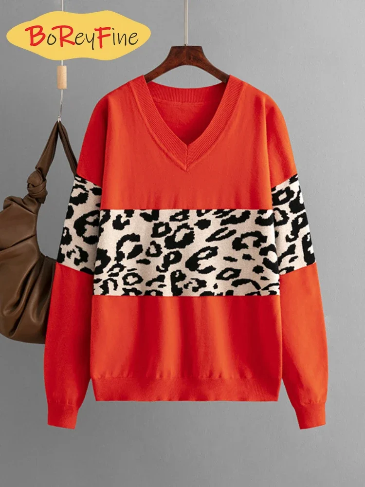 New Autumn Women Oversized Sweaters Leopard Printed Vintage V-Neck Casual Pullovers Winter Thick Warm Knitted Sweaters for Women
New Autumn Women Oversized Sweaters Leopard Printed Vintage V-Neck Casual Pullovers Winter Thick Warm Knitted Sweaters for Women