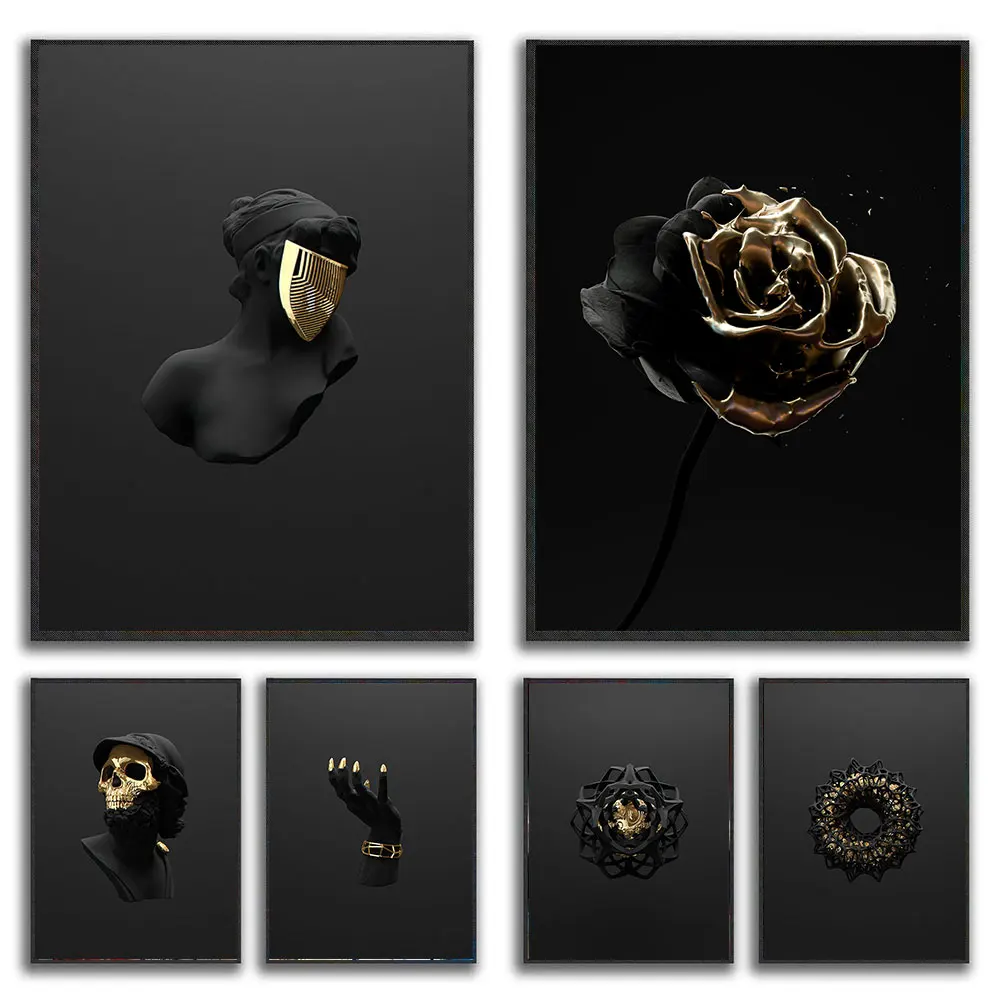 Black Gold Flower Skull Hand Wall Art Posters Prints Canvas Painting Abstract Statue Morden Home Decor Artwork Picture Frameless
Black Gold Flower Skull Hand Wall Art Posters Prints Canvas Painting Abstract Statue Morden Home Decor Artwork Picture Frameless