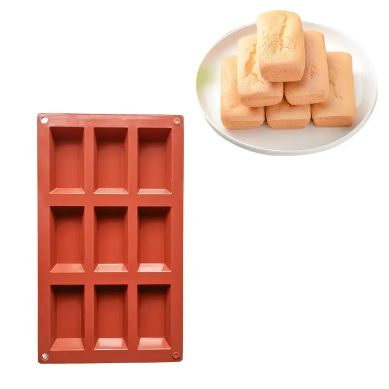 

9-Cavity Financier Cake Mold Rectangle Bread Silicone Molds Non-Stick Handmade Baking Tools For Pudding Brownie Loafa Muffin