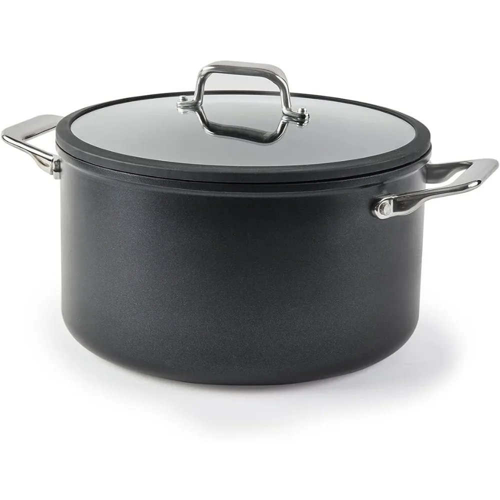 

Stainless Steel Pot Nonstick StockPot With Lid - 8 QT Stew & Soup Pot - Stay Cool Handles Cast Iron Cookware Simmering Soups Bar