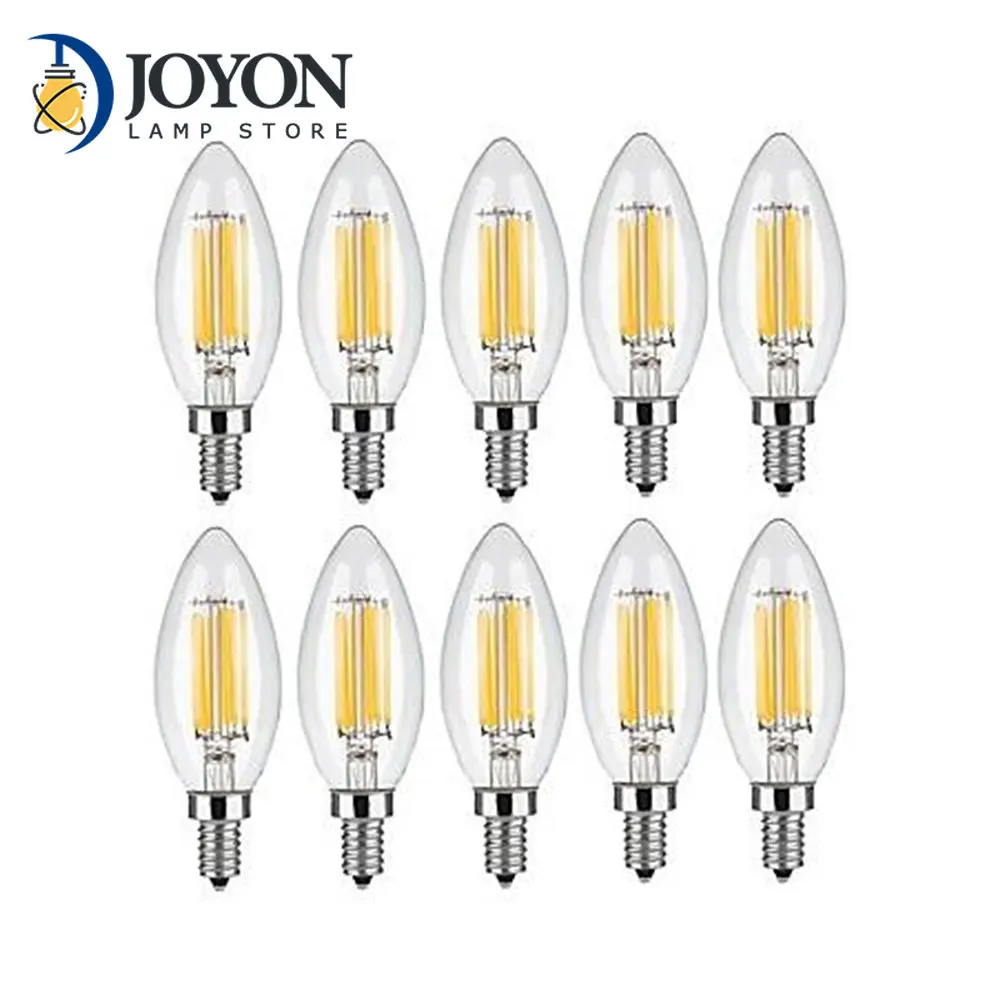 

10pcs E14 LED Filament Bulb Edison Retro Candle Light 2W/4W/6W Warm/Cold White AC220-240V 360 Degree C35 Chandelier Lamp