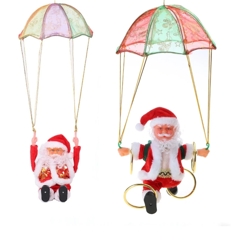 

YYSD Electric Music Parachute Toy Santa Clause Tumbling Ornament Creative Ceiling Hanging Decor Christmas Decoration Gift