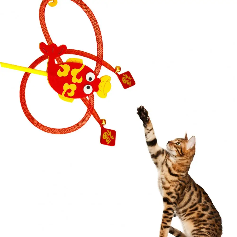 

Soft Cat Toy Bite-resistant Cat Teaser Toy with Crisp Bells for Kitten Playing Cartoon Cat Stick Toy Pet Supplies Accessories