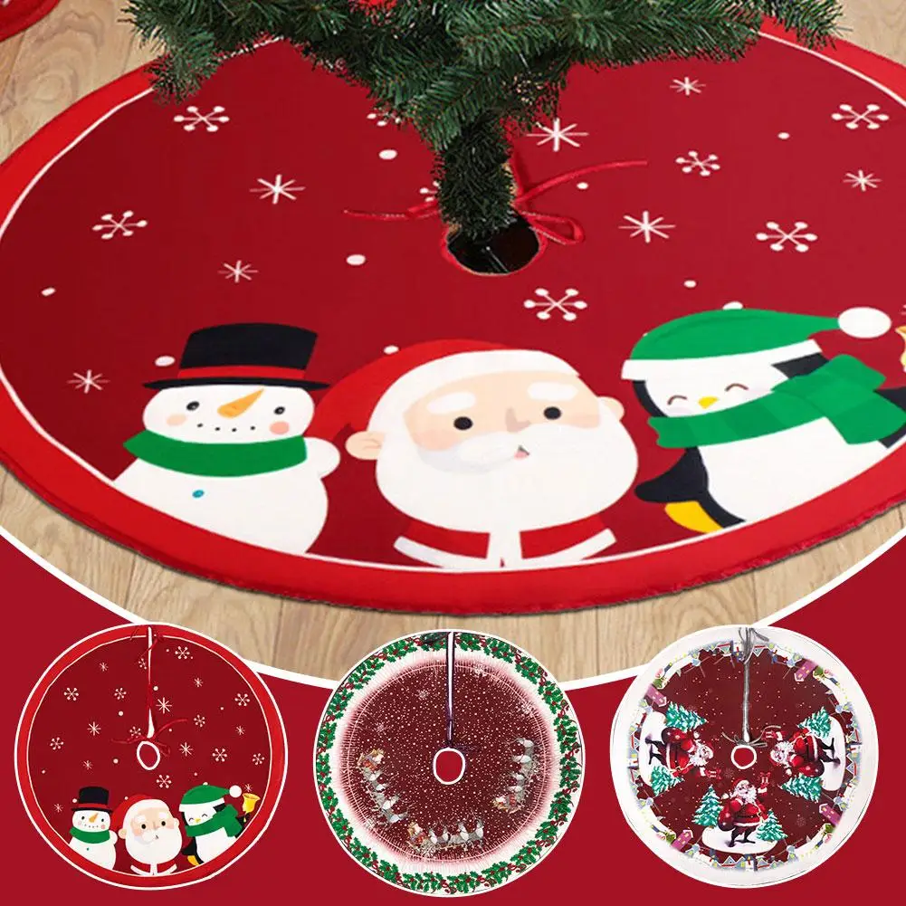 

60/70cm Christmas Tree Skirt Red Rustic Snowflake Santa Christmas Printed Year 2024 Decor Xmas Decor Mat Tree Carpet Claus M1N8