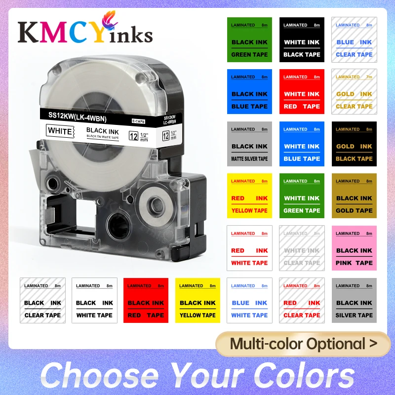 KMCYinks 6/9/12/18/24mm Label Tape SS12KW ST9KW ST6KW ST18KW ST24KW Compatible for EPSON king jim LW300 400 600P 700 Label Maker
KMCYinks 6/9/12/18/24mm Label Tape SS12KW ST9KW ST6KW ST18KW ST24KW Compatible for EPSON king jim LW300 400 600P 700 Label Maker