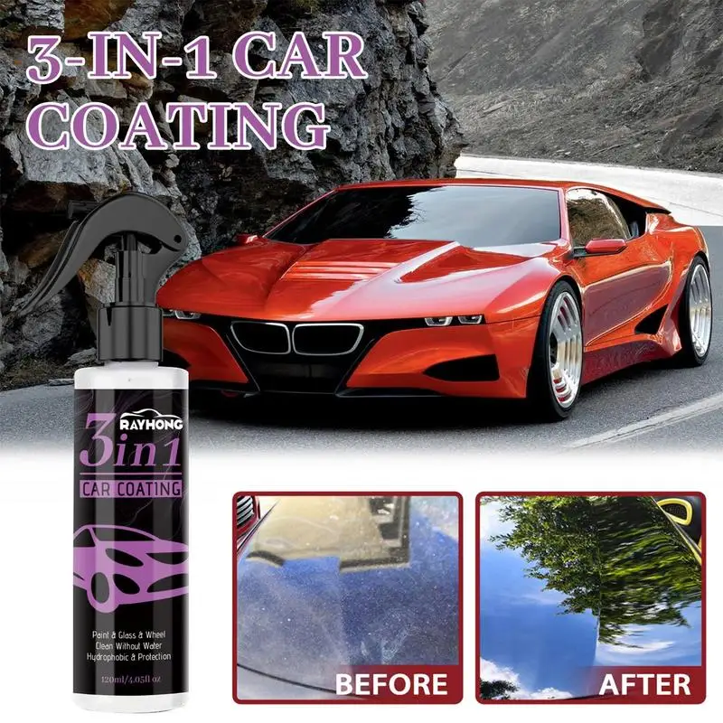 

3-in-1 Car Coating Spray 120ml Car Scratch Repair Nano Hydrophobic Polish Rapid Ceramic Paint Sealant for Cars Trucks SUVs