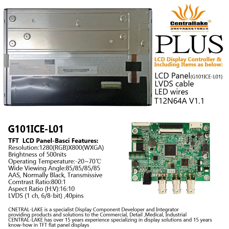 Hot Sale for 10.1″LCD Industrial Display Screen Includes Controller Board :T12N64A Plus 10.1 inch Panel G101ICE-L01
Hot Sale for 10.1″LCD Industrial Display Screen Includes Controller Board :T12N64A Plus 10.1 inch Panel G101ICE-L01