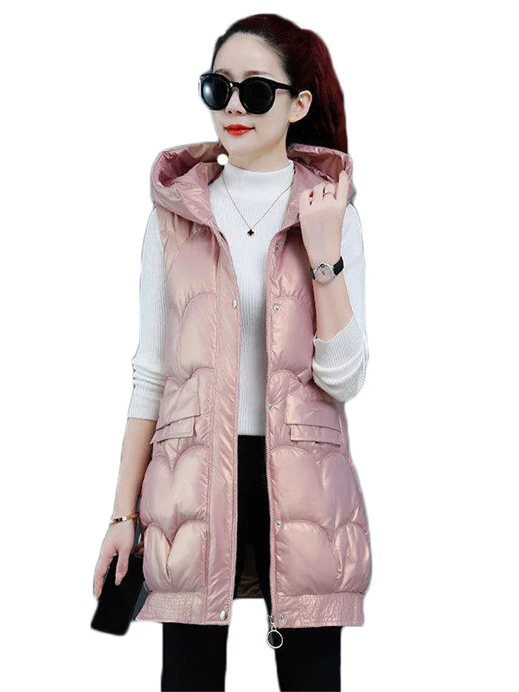 Down Cotton Vest Women Bright Needn't Wash Pink Thick Sleeveless Waistcoat 2023 Spring New Autumn Winter Long Slim Hooded Vest
Down Cotton Vest Women Bright Needn't Wash Pink Thick Sleeveless Waistcoat 2023 Spring New Autumn Winter Long Slim Hooded Vest