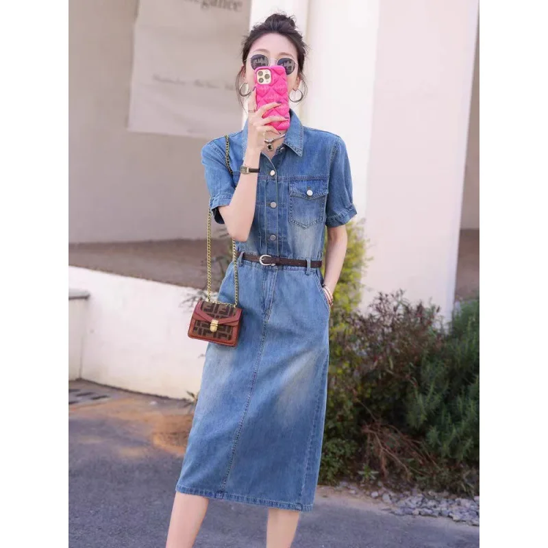 Fashionable and Light Mature Style Mid length Reduced Age Split Denim Shirt Dress Women's 2023 Summer One Step Dress
Fashionable and Light Mature Style Mid length Reduced Age Split Denim Shirt Dress Women's 2023 Summer One Step Dress