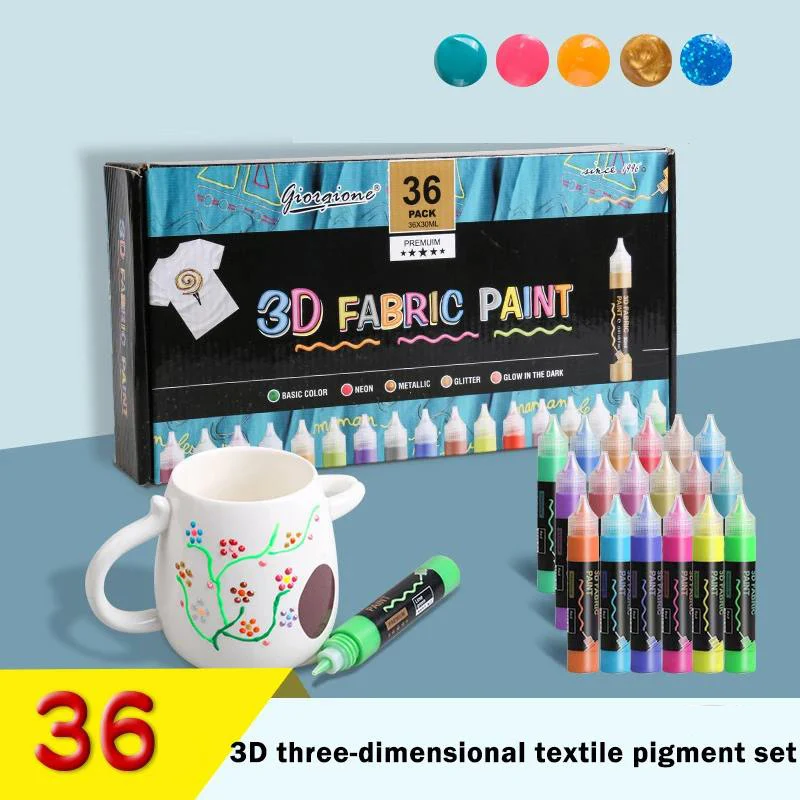 Набор краски для текстиля, 24/36 цветов, 30 мл 
Набор краски для текстиля, 24/36 цветов, 30 мл