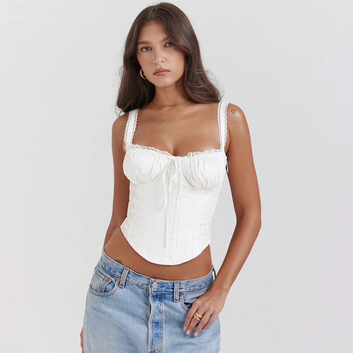 

Solid Color Sexy 2024 New Summer Female Sling Women Y2K Tops White Top Holiday Beach Clothings Camisole Hot Party
