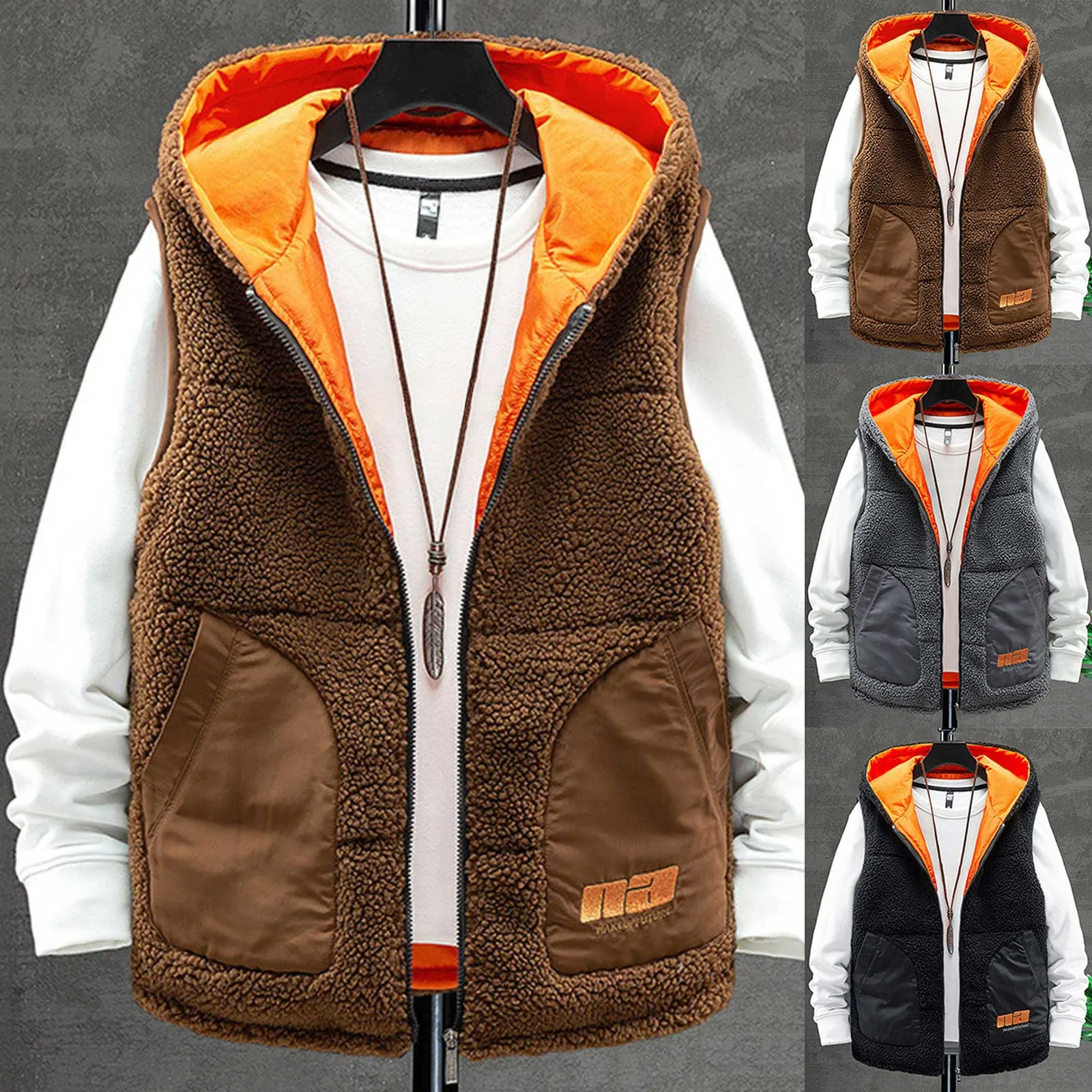 Mens Fall And Winter Padded And Thickened Vest Double Wear Lambs Wool Cotton Coat Coat Jacket Outdoor Cardigan tops Outwear
Mens Fall And Winter Padded And Thickened Vest Double Wear Lambs Wool Cotton Coat Coat Jacket Outdoor Cardigan tops Outwear