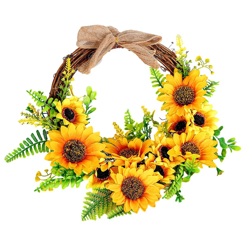 

Semicircle Sunflower Wreath Festival Door Decoration Hanging Artificial Garland 30*30 Cm For Door Outdoor Decoration