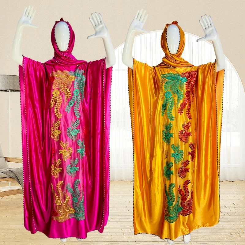 

2023 Fashion Style African Women Short Sleeve Polyester Embroider Plus Size Long Robes African Dresses for Women Muslim Abaya